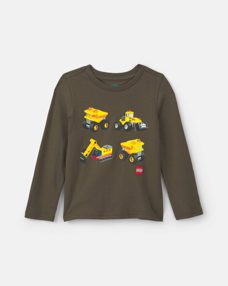 toddler boy 'lego' construction long-sleeve graphic tee - olive green