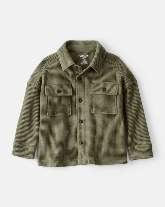 Product image 1 of Baby Boy Long-Sleeve Waffle Knit Utility Shirt - Green