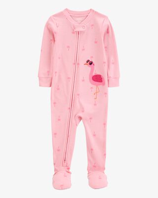 Product image 1 of Baby Flamingo Print Snug Fit Cotton Footie 1-Piece Pajamas - Pink
