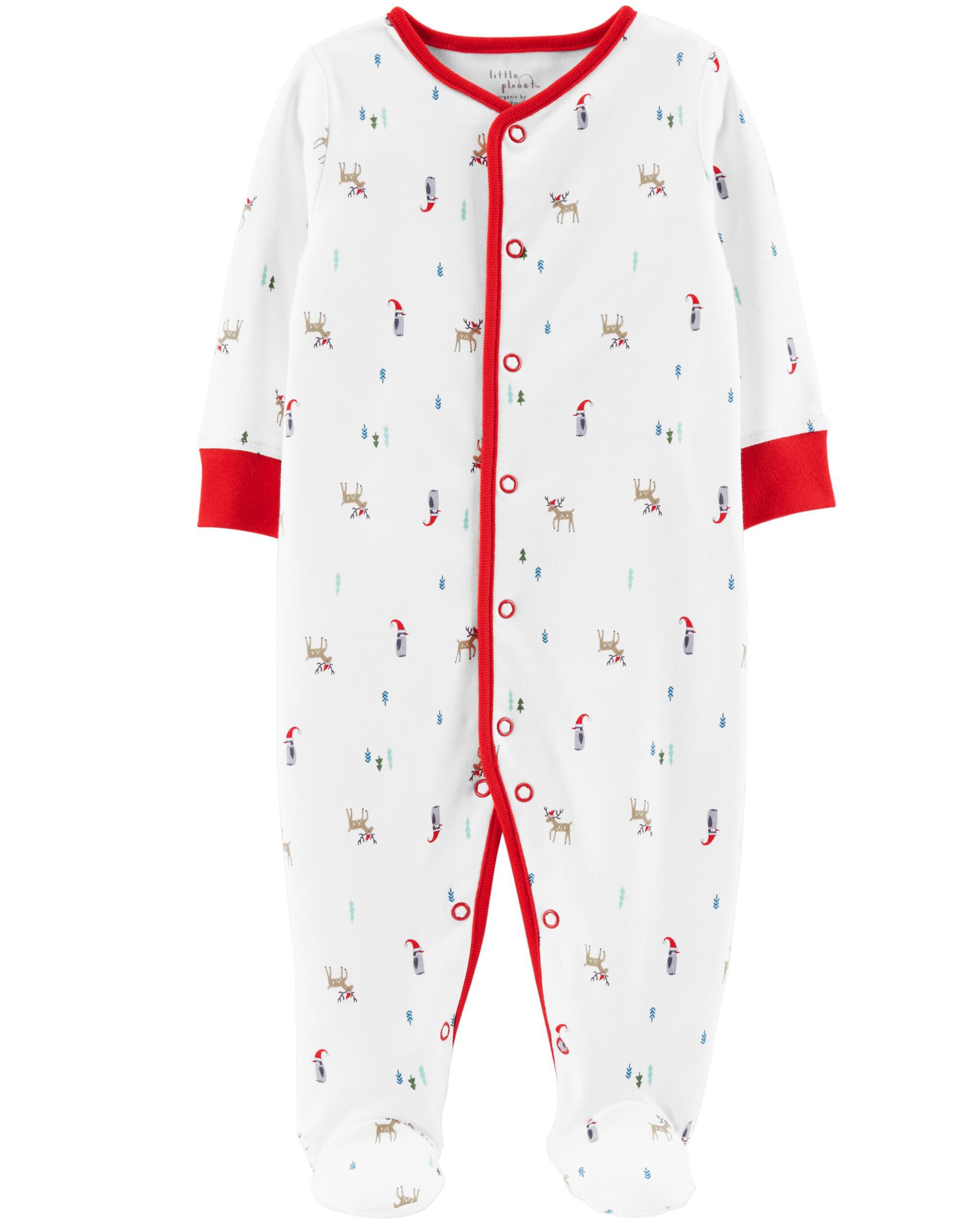 baby girl certified organic cotton christmas snap up sleep play
