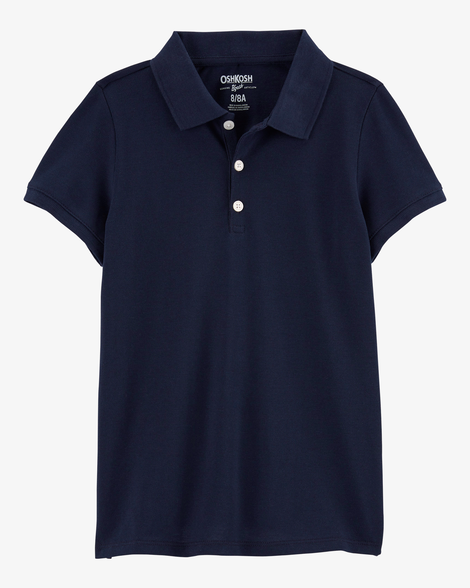 Girls Pique Cotton Uniform Polo - Navy