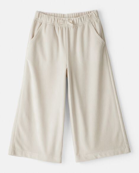 toddler girl ribbed flare pants - tan