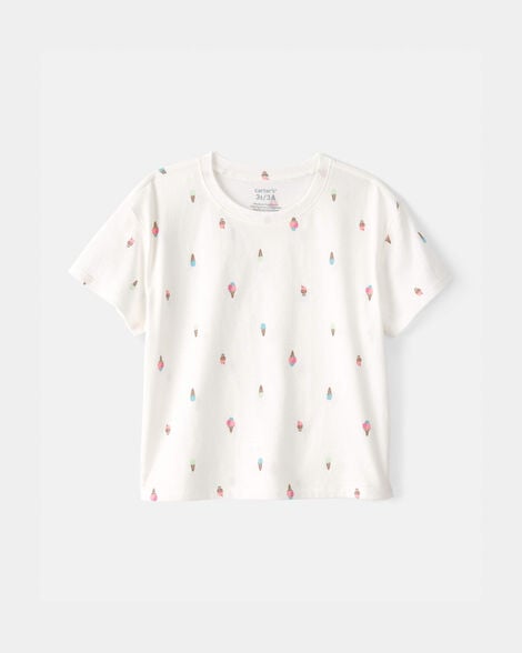 toddler girl ice cream relaxed top - ivory