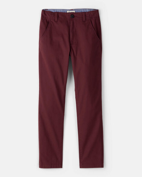 Boys Flat Front Fashion Pants - Red