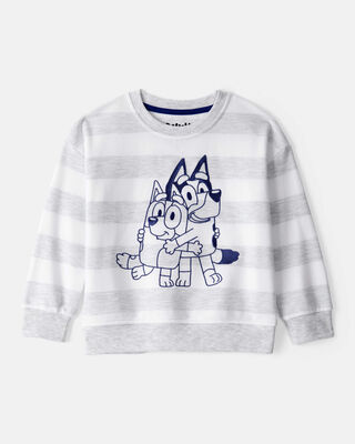 Product image 1 of Toddler Boy Bluey Striped French Terry Pullover - Grey