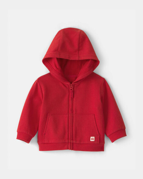 baby boy french terry zip-up hoodie - red