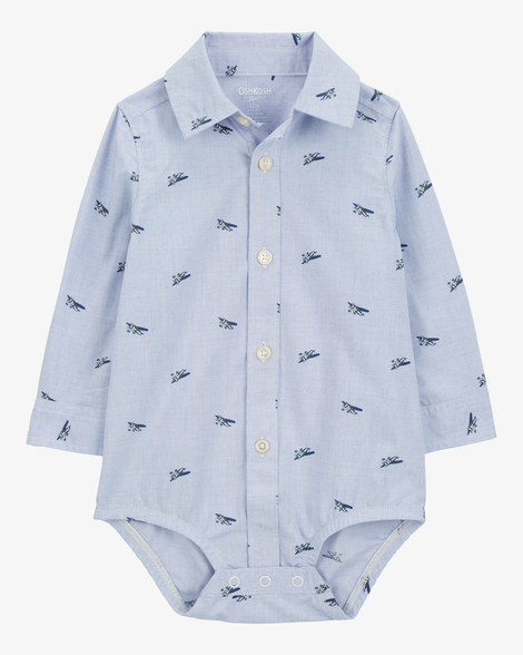 Baby Airplane Print Long-Sleeve Bodysuit
