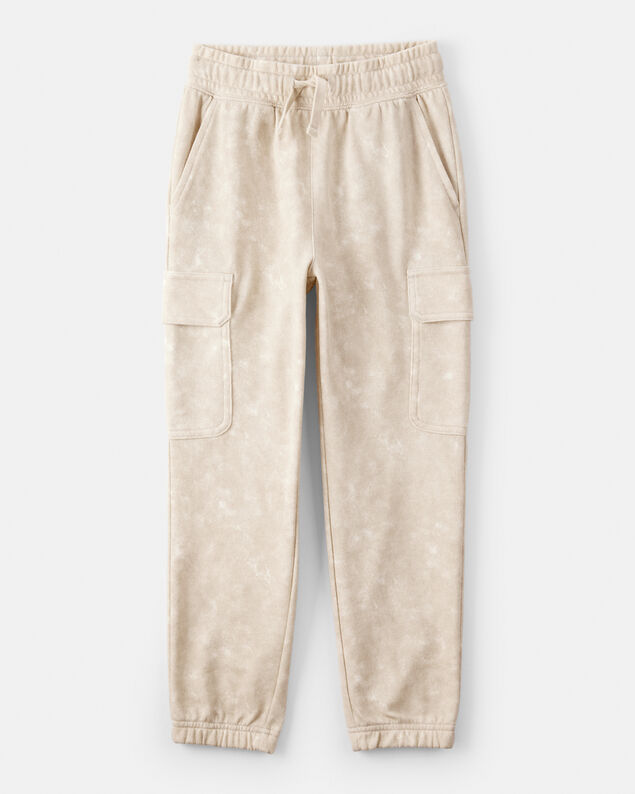Product image 1 of Boys Acid Wash Print French Terry Jogger - Cream