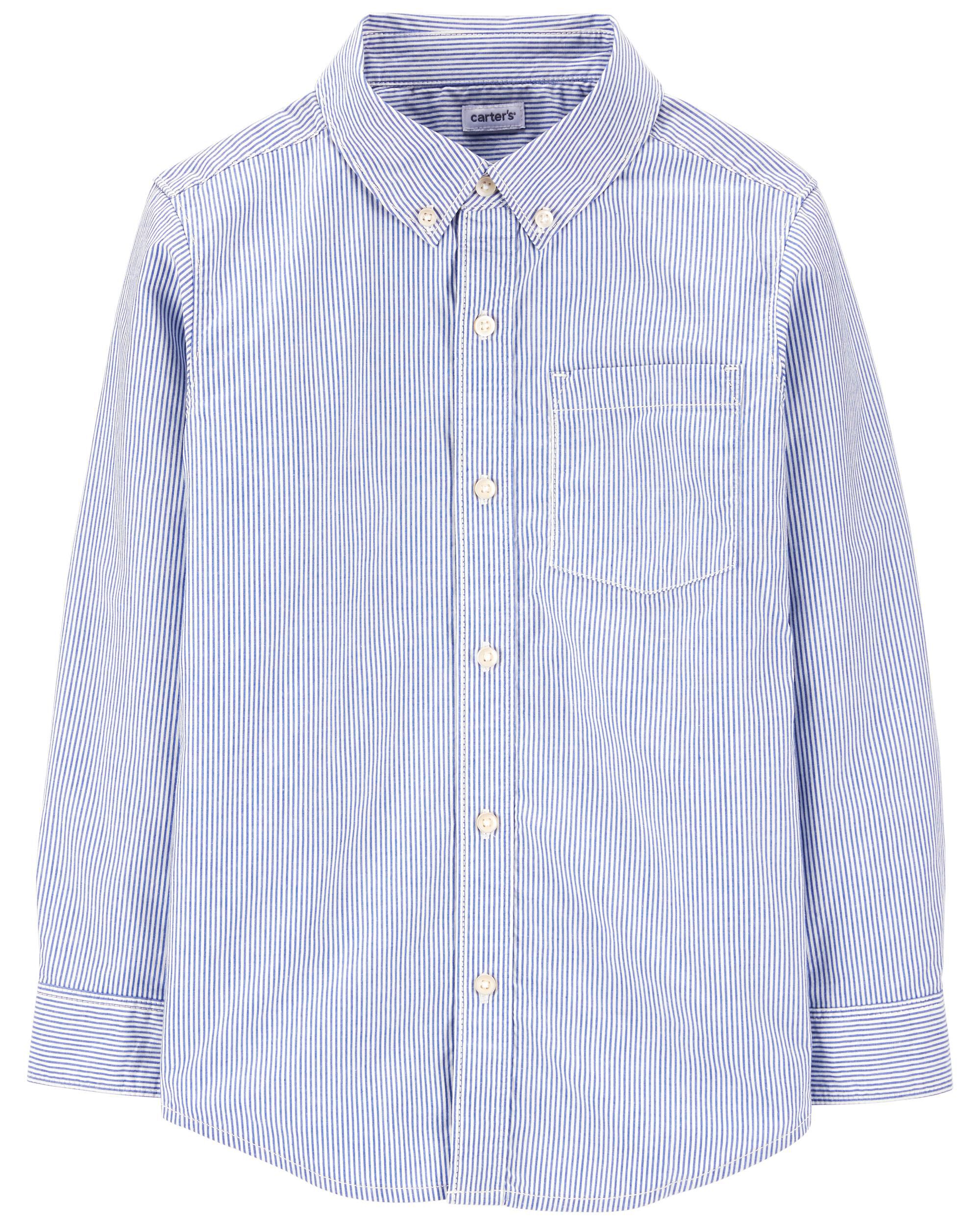 *CLEARANCE* Striped Poplin Button-Front Shirt