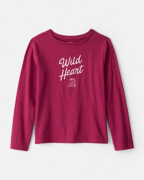 Girls Wild Heart Long-Sleeve Graphic Tee - Pink