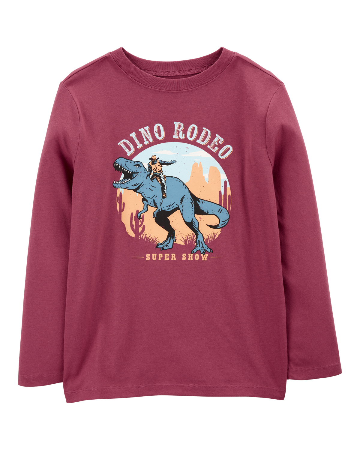 Kid Dino Rodeo Long-Sleeve Graphic Tee - Red