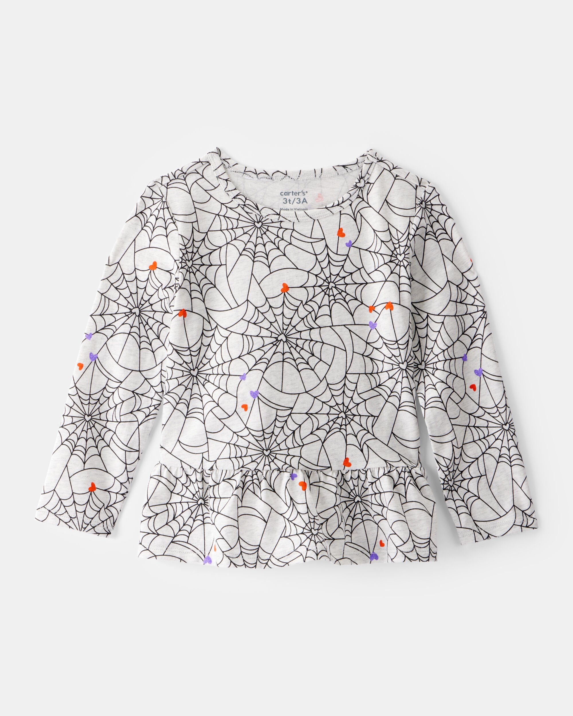 Toddler Halloween Spiderwebs Long-Sleeve Tee - White/Black