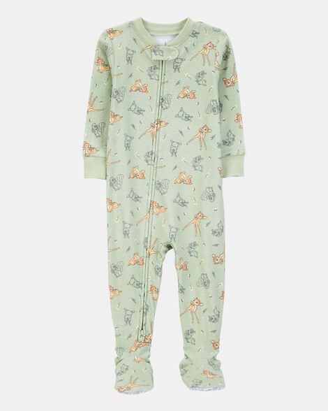 baby girl bambi snug fit cotton footie 1-piece pajamas