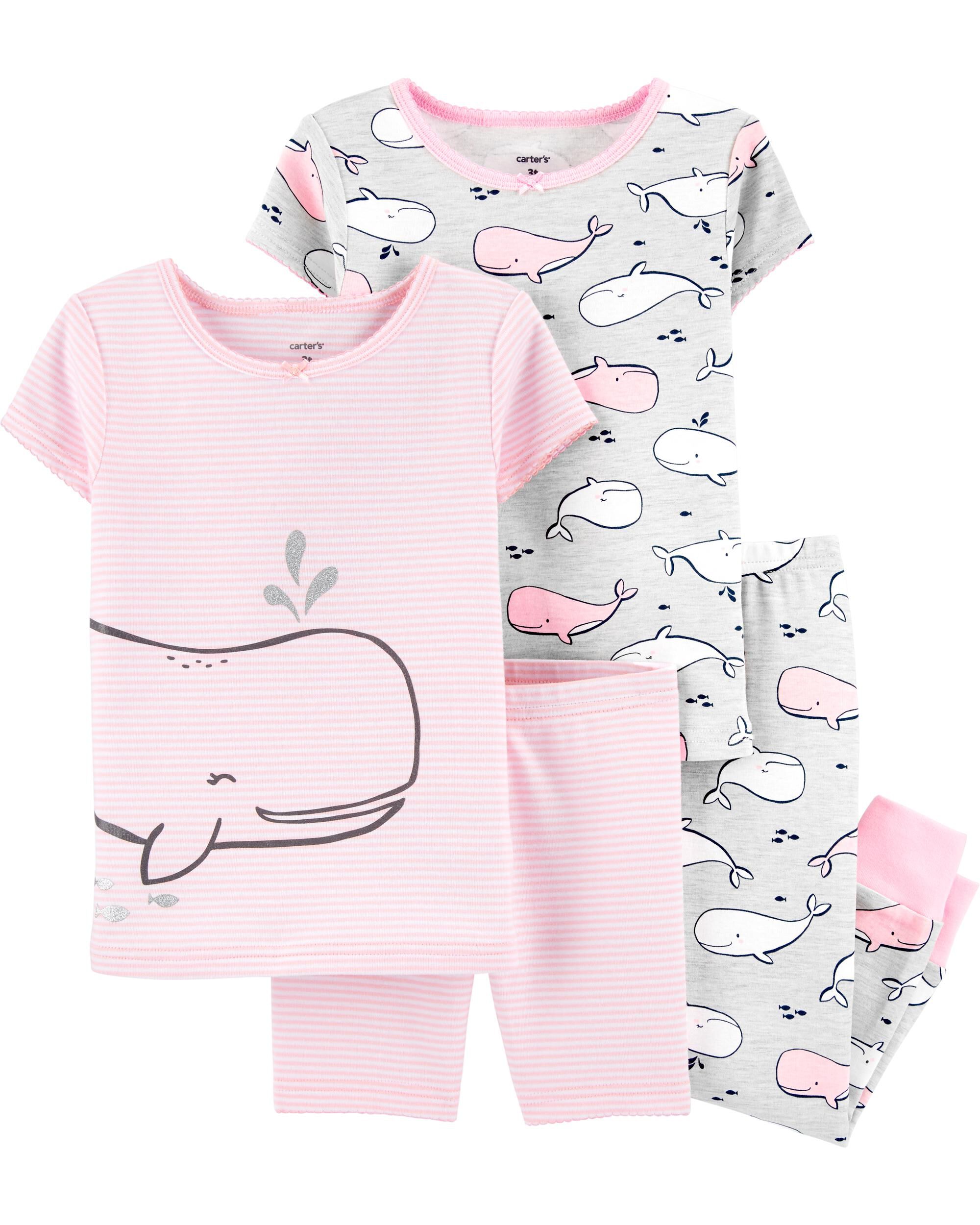 4-Piece Whales 100% Snug Fit Cotton PJs