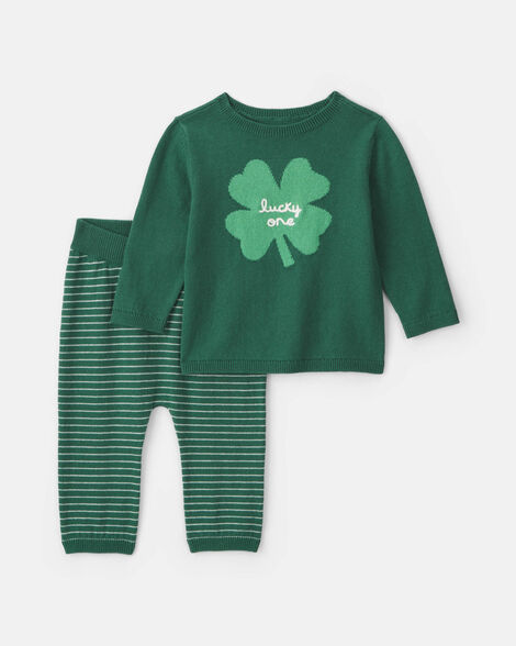 baby boy 2-piece st patrick's day long-sleeve top & pant set - green
