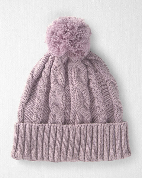 Baby Girl Organic Cotton Cable Knit Winter Hat