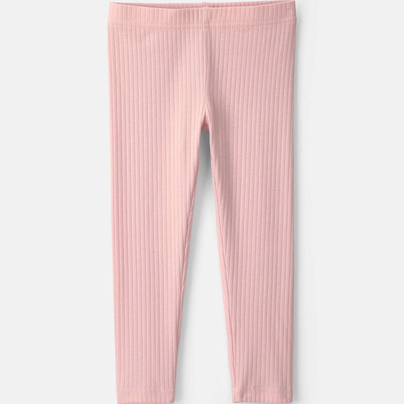 Toddler Girl Cotton Pull-On Stretch Rib Leggings - Pink