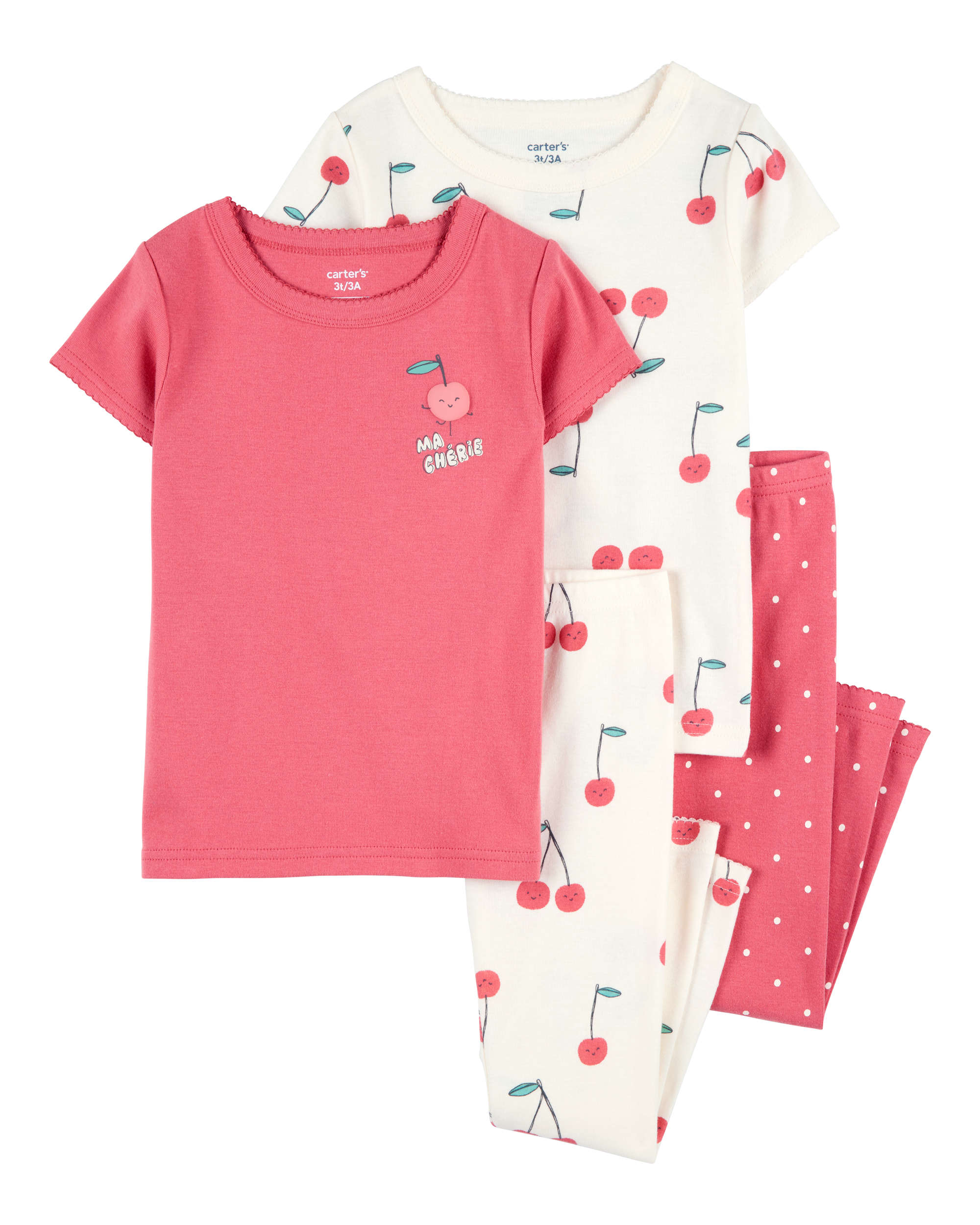 Toddler Girl 4-Piece Cherry Cotton Pajamas