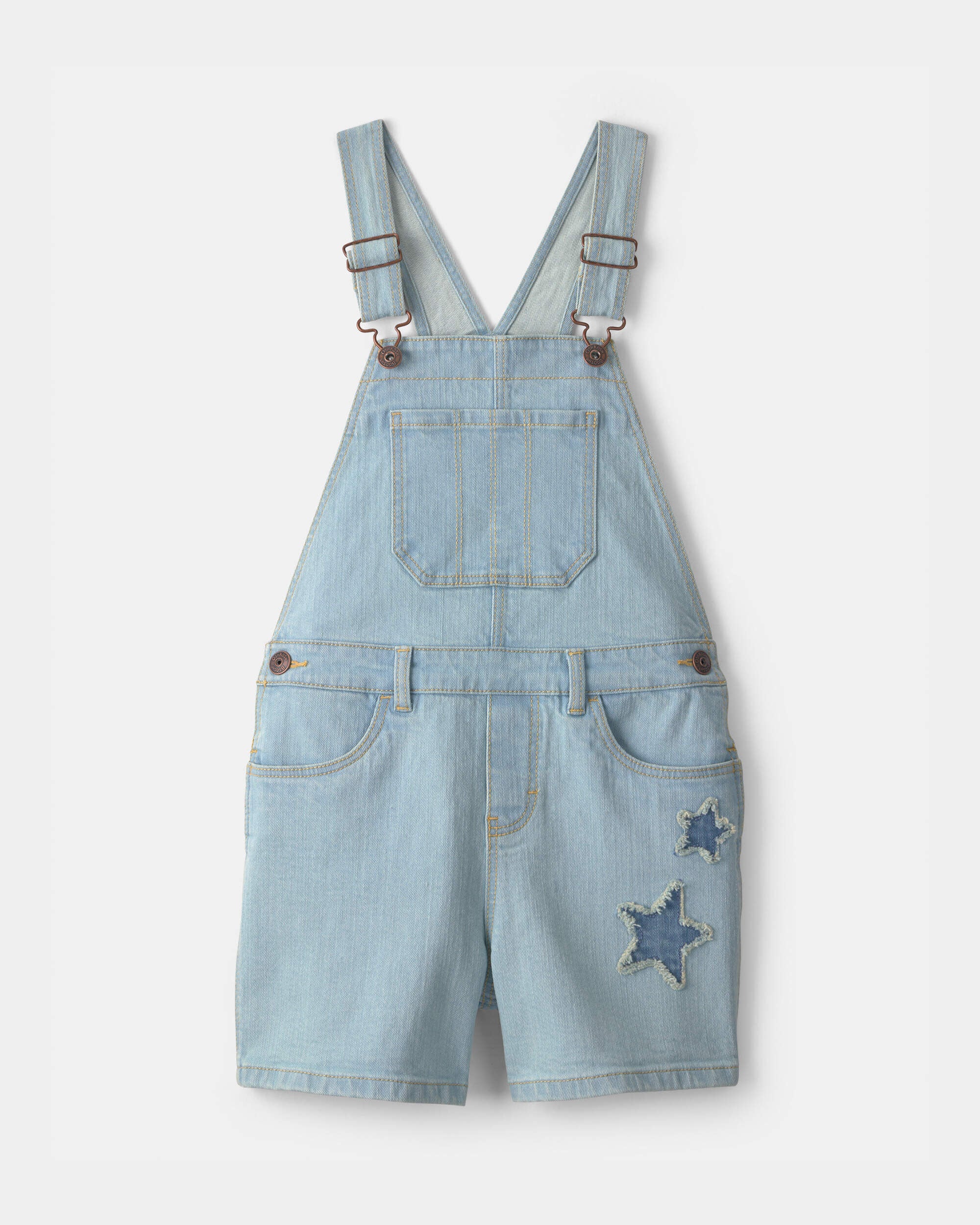 OshKosh Bgosh Girls Star Embellished Denim Shortall - Light Wash 6-6X Blue 49$