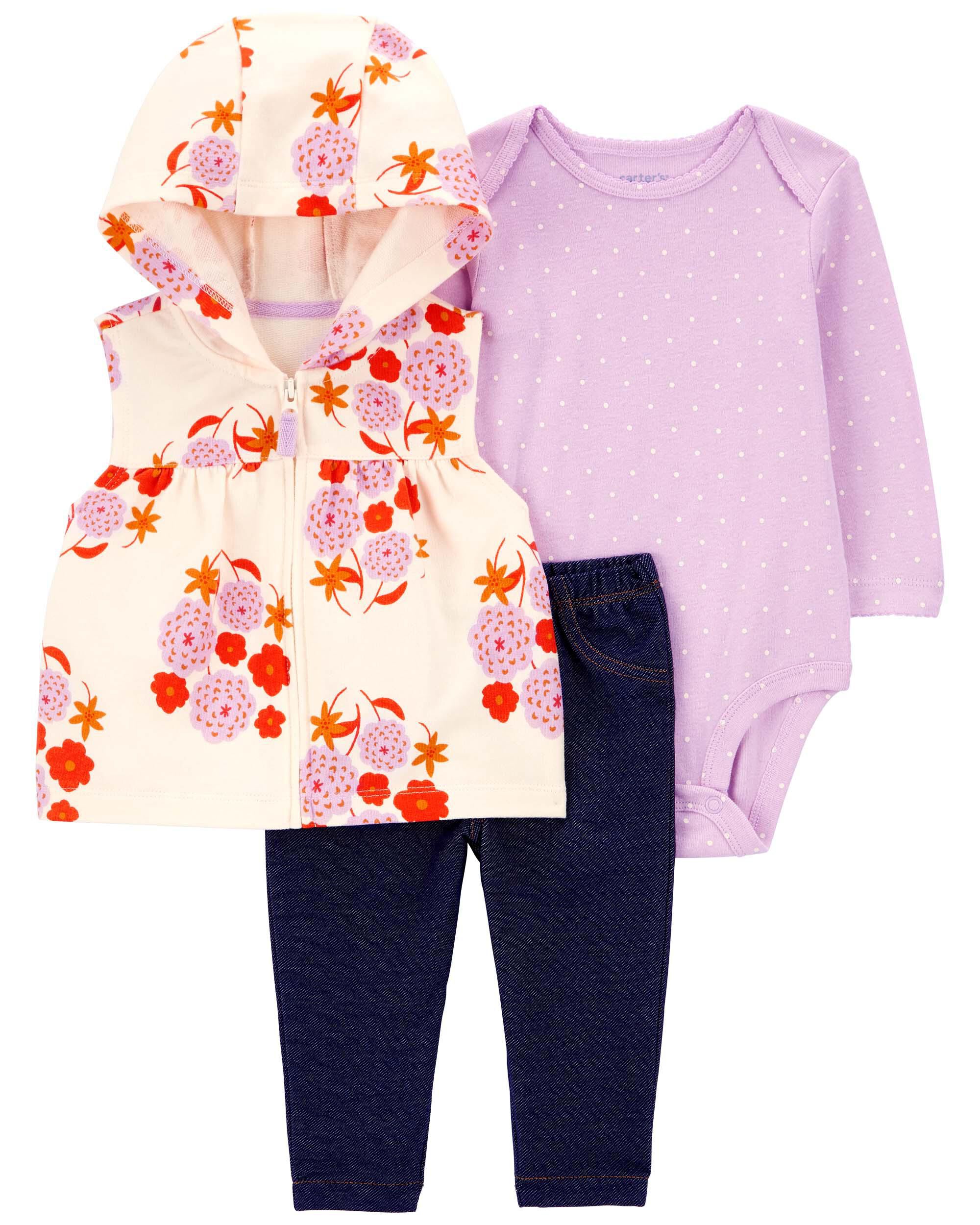 3-Piece Floral Little Vest Set - Carter's | Carter's