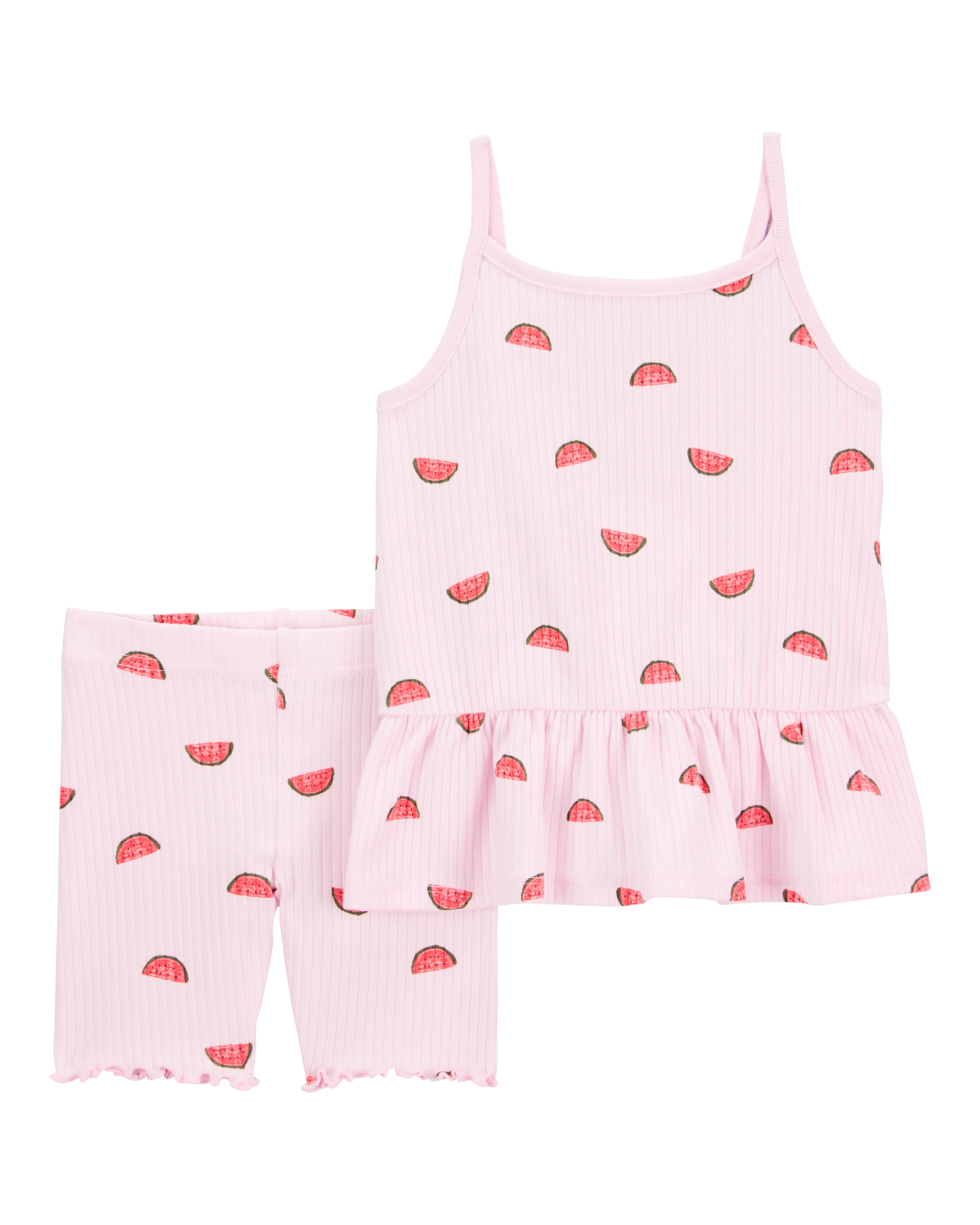 Baby Girl 2-Piece Watermelon Tank & Bike Short Set - Pink