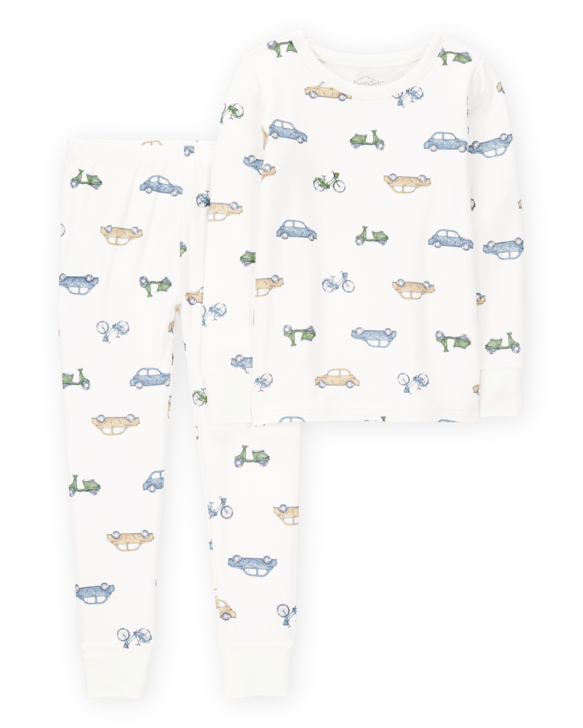 Toddler Boy Car Print PurelySoft 2-Piece Pajamas - Ivory