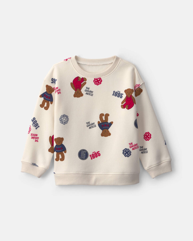 OshKosh B'gosh Toddler OshKosh Bear Pullover Sweatshirt 2T Cream/Red/Blue