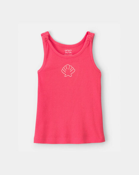 toddler girl shell ribbed tank top - orange