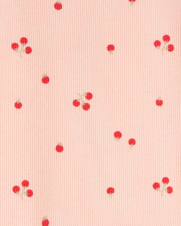 Product image 2 of Baby Tomato Print Ribbed Short-Sleeve Bodysuit - Pink
