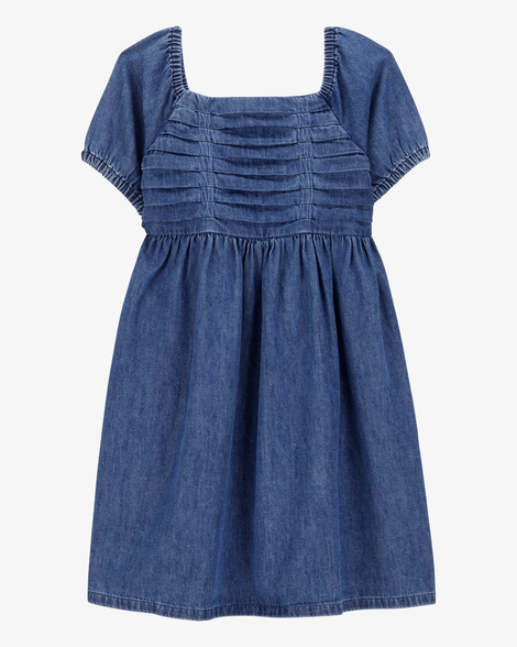 Kid Smocked Iconic Denim Dress - Blue