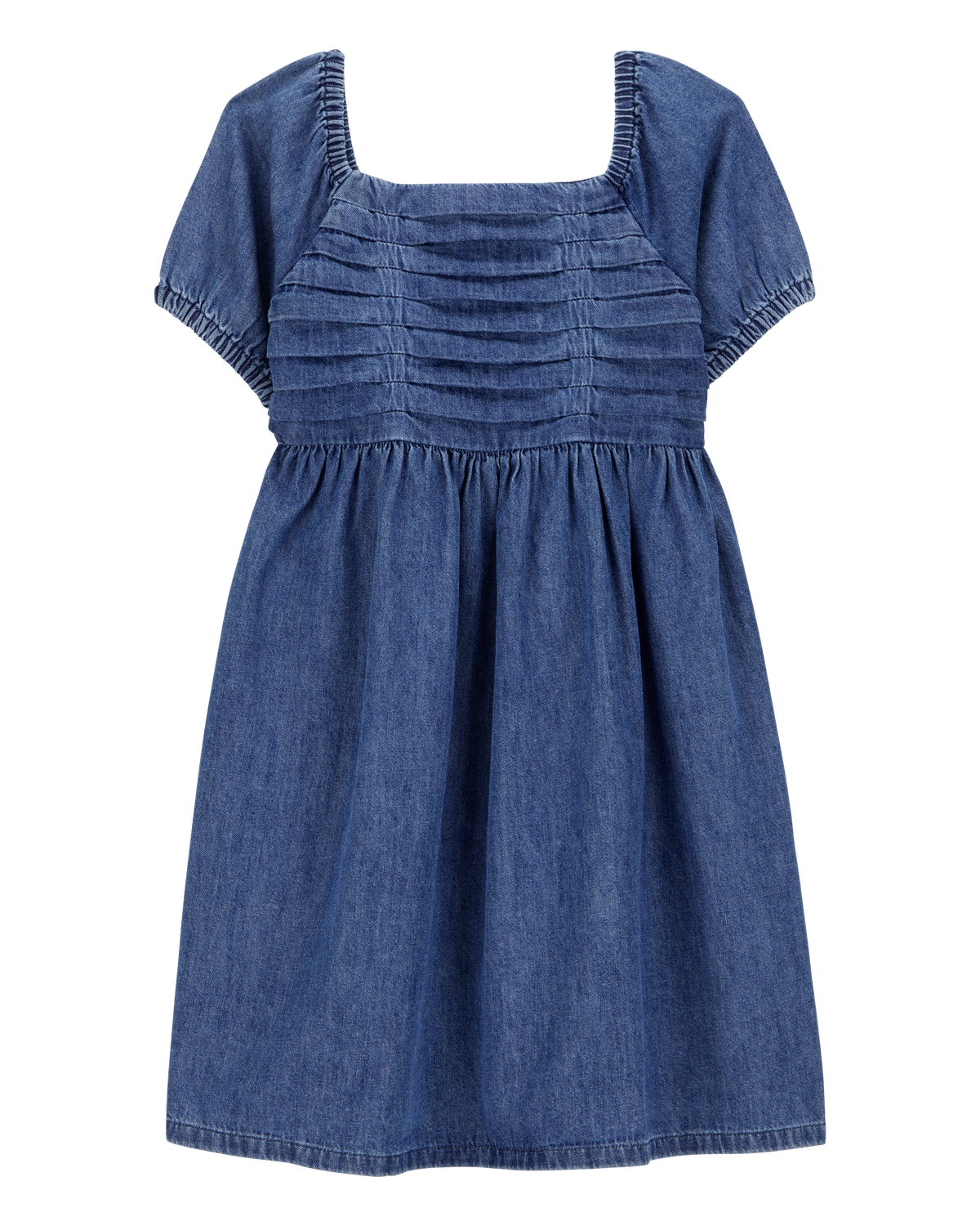 Ameri　ADORABLE BACK RIBBON DENIM DRESS Plus Size A-Line Denim Dress - Rhinestone Accents, Puffy