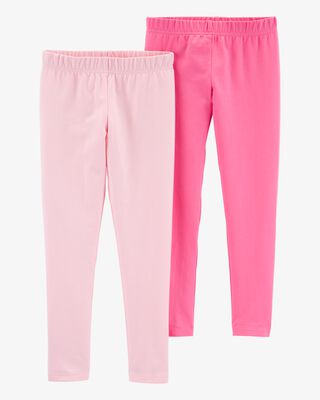 Product image 1 of Kid 2-Pack Pink Cotton Stretch Leggings