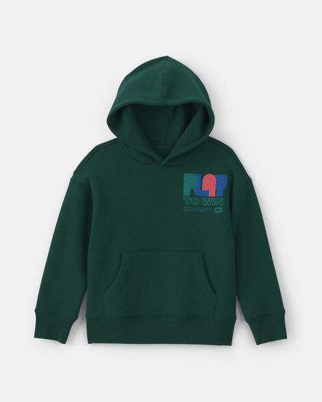 boys 'play to win' fleece hoodie - green