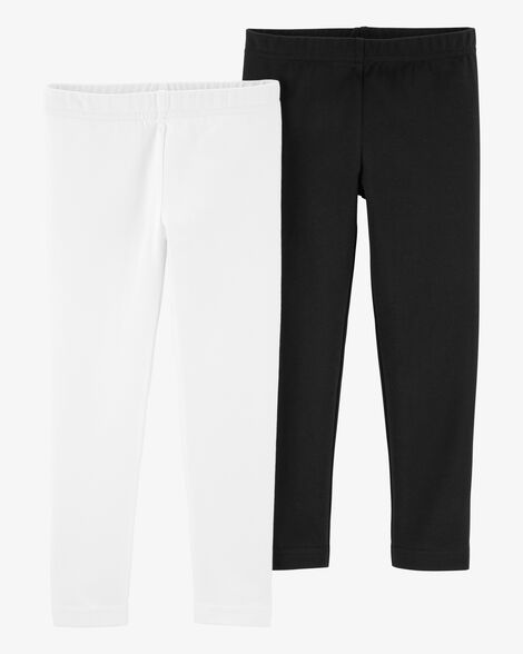 Product image 1 of Baby 2-Pack Black & White Cotton Stretch Leggings