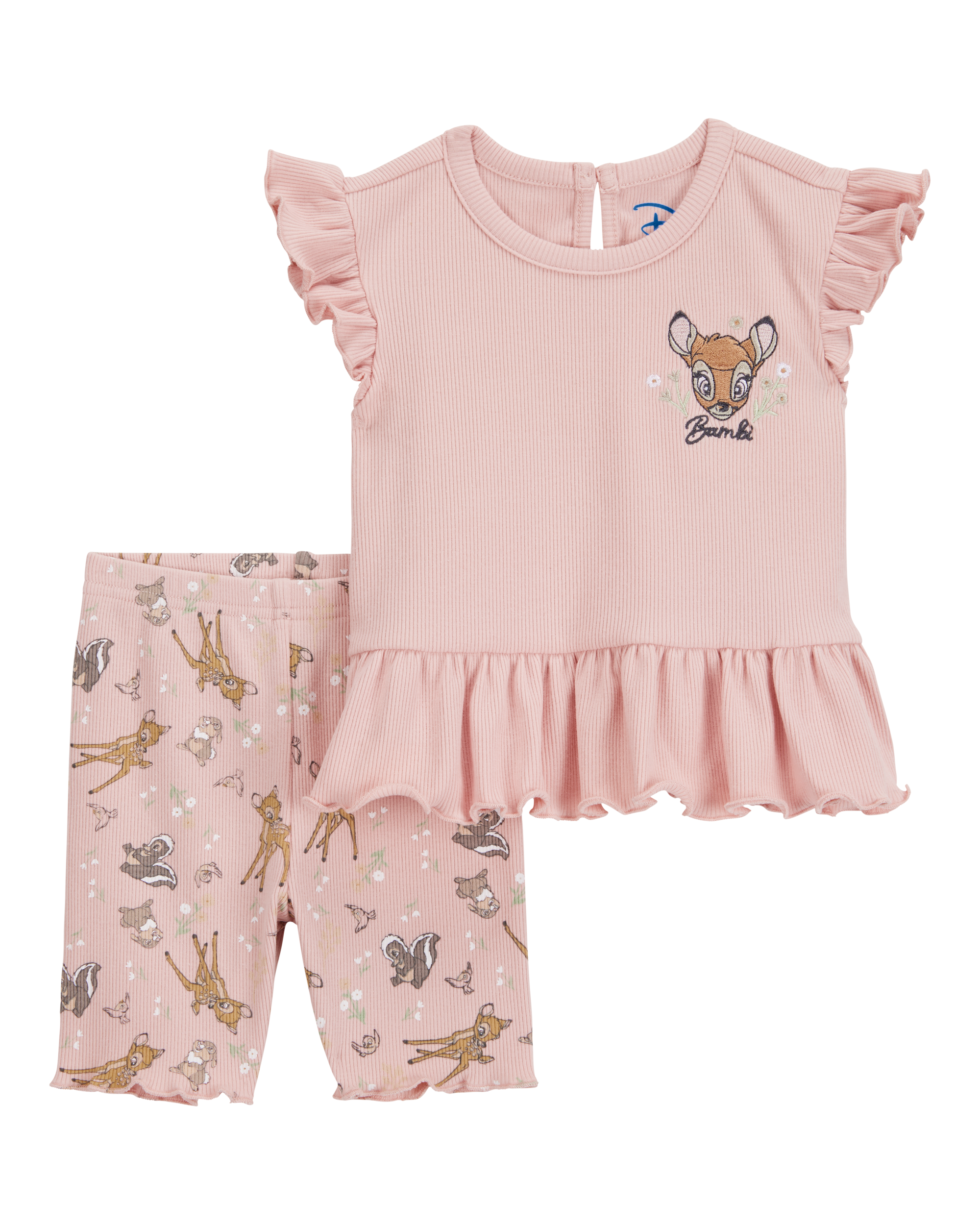 Toddler 2-Piece Bambi Flutter-Sleeve & Bike Short Set - Pink