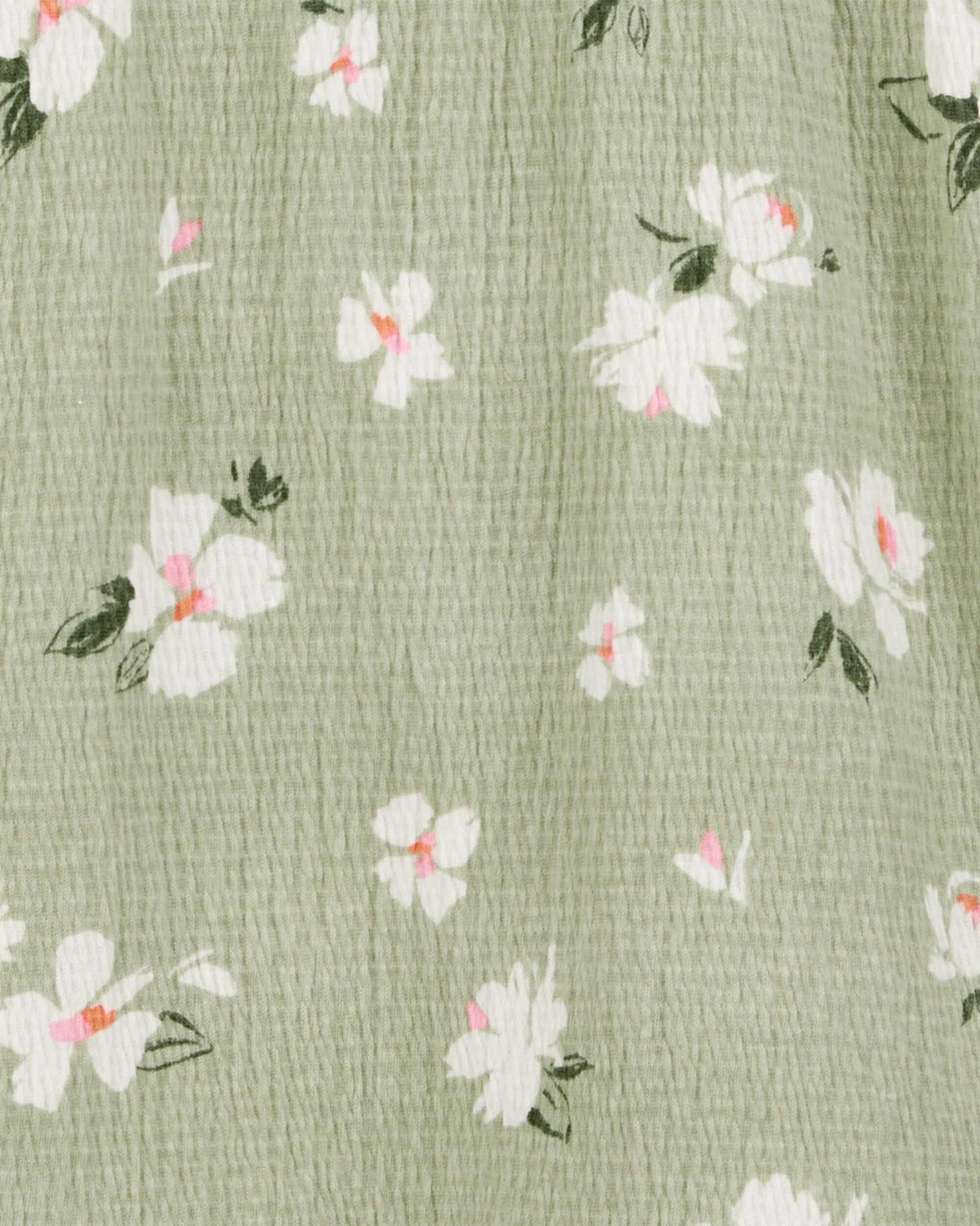 Kid Smocked Floral Dress- Green