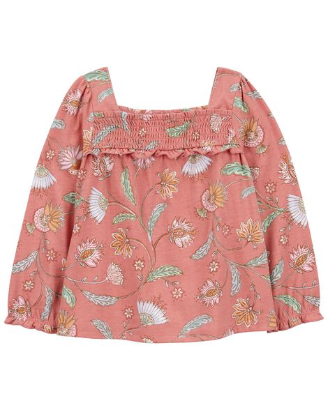 Product image 1 of Toddler Wildflower Print Smocked Square Neck Top
