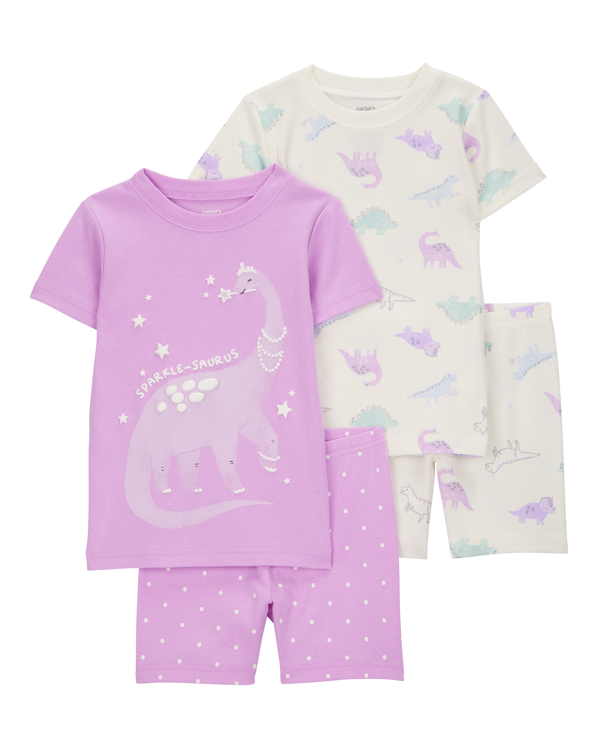Baby Dinosaur Print Snug Fit Cotton 4-Piece Pajamas