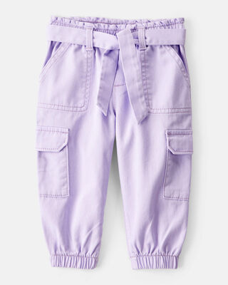 Baby Girl Cotton Cargo Joggers - Pink