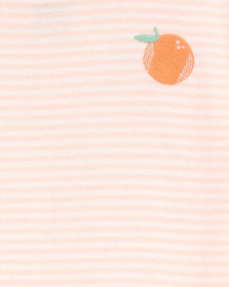  Product image 3 of Kid Orange Striped Snug Fit Cotton 4-Piece Pajamas