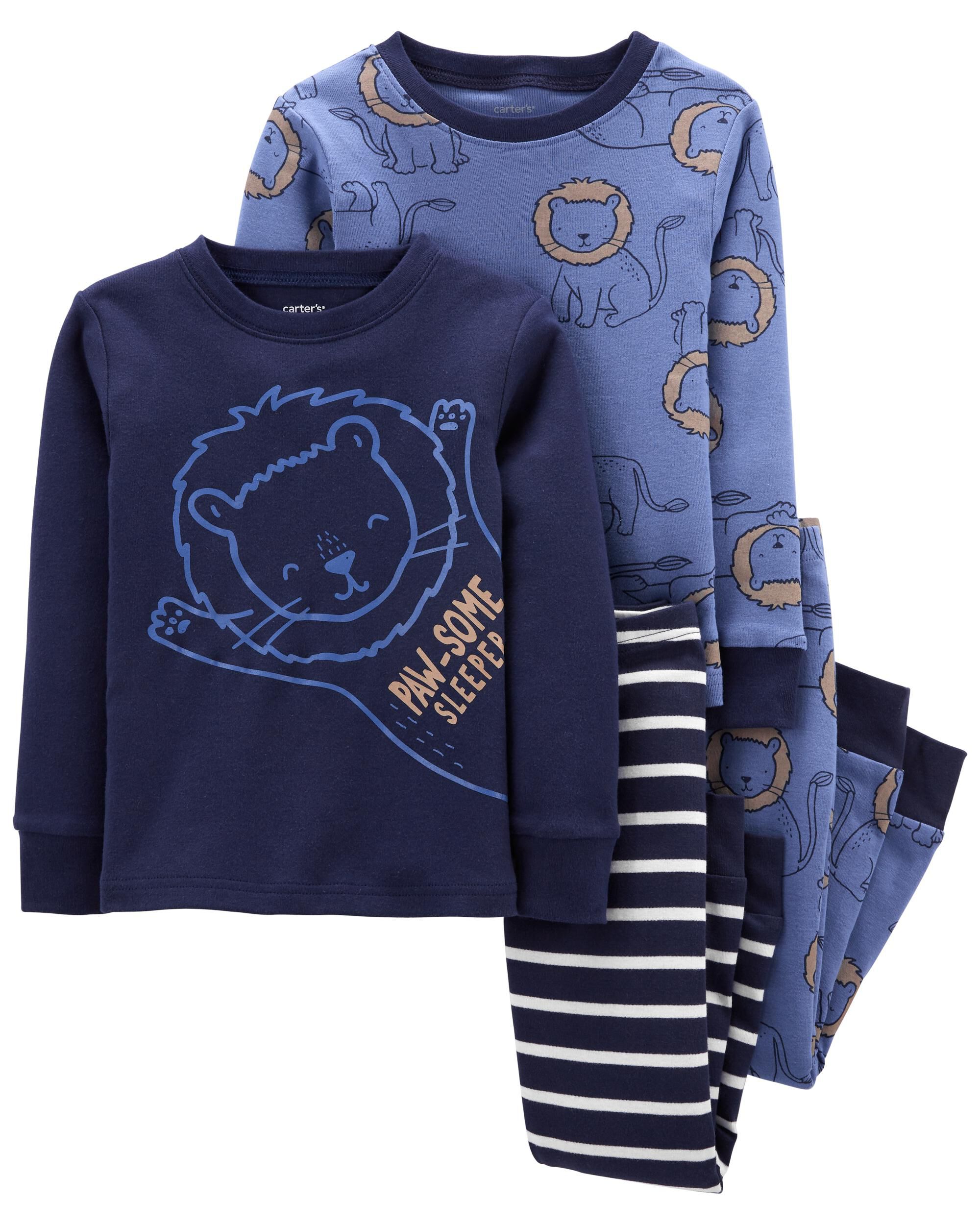 4-Piece Lion 100% Snug Fit Cotton PJs