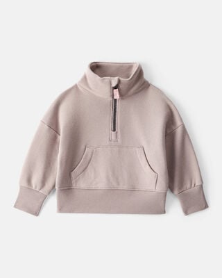 Product image 1 of Baby Girl Long-Sleeve Quarter-Zip Pullover Sweatshirt - Brown