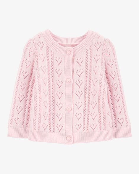  Product image 1 of Baby Heart Button-Front Sweater Knit Cardigan - Pink
