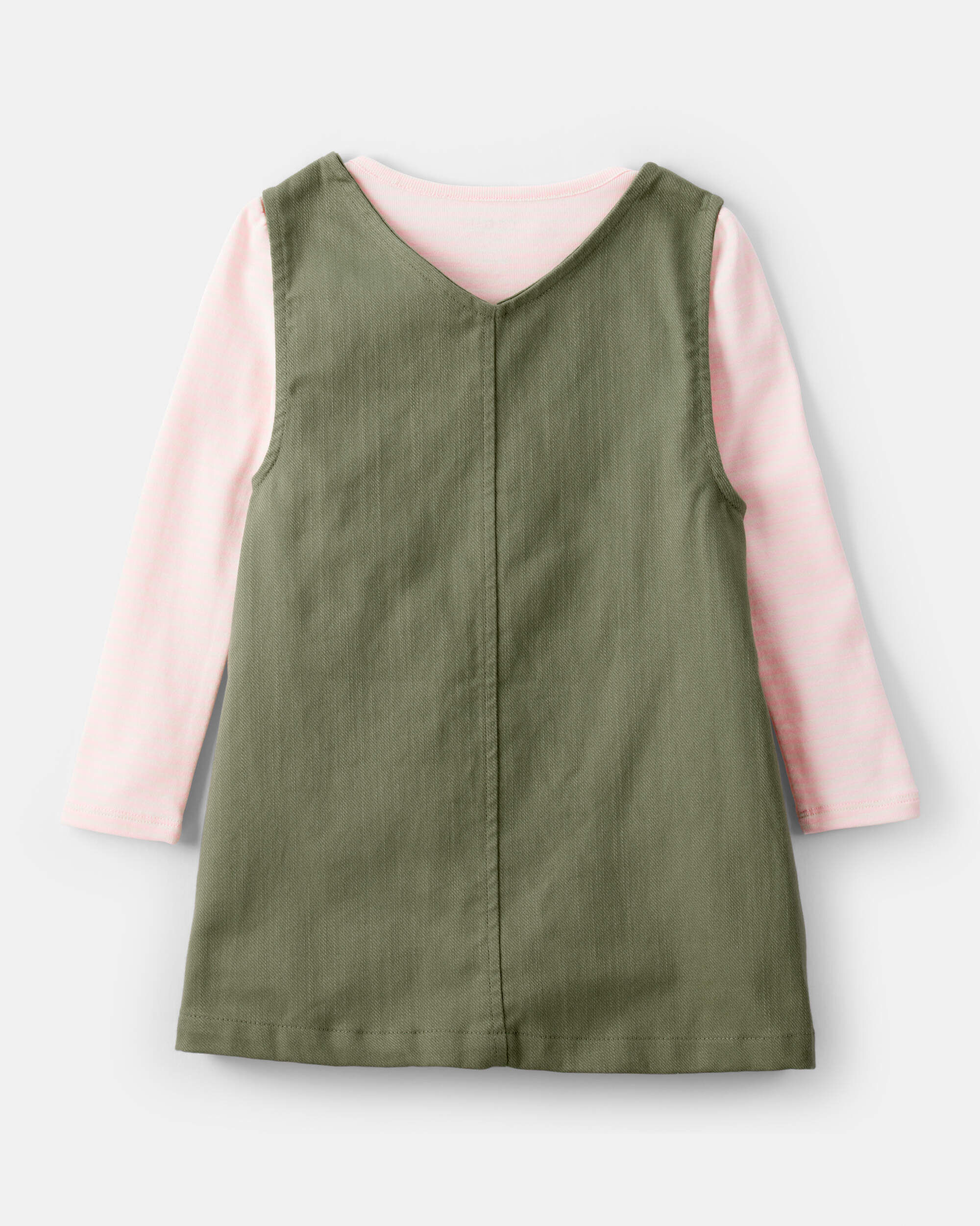 Toddler Girl 2-Piece Cotton Long-Sleeve Dress - Green