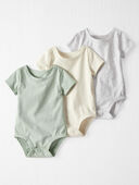 Mint, Sweet Cream, Grey Heather - Baby 3-Pack Organic Cotton Bodysuits, Selected