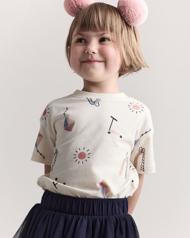 Product image 1 of Toddler Short-Sleeve Relaxed Graphic Tee in Park Day Print - Cream