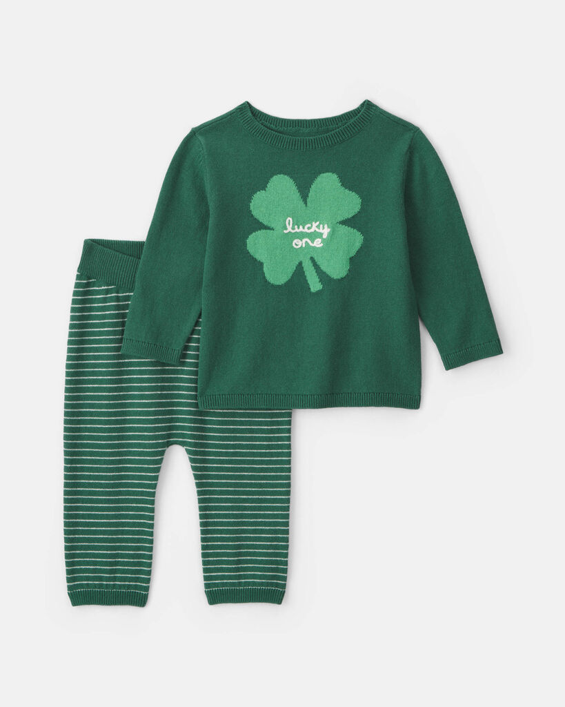 Carter's baby boy 2-piece st patrick's day long-sleeve top & pant set 12M Green