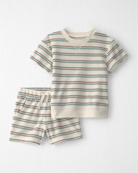 Toddler 2-Piece Terry Top & Short Set Made with Organic Cotton in Stripes