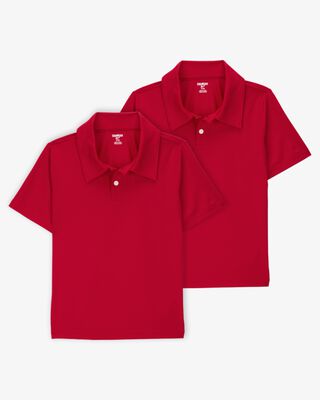 Product image 1 of Kid 2-Pack Active Uniform Polo Shirts in Moisture Wicking BeCool™ Fabric - Red