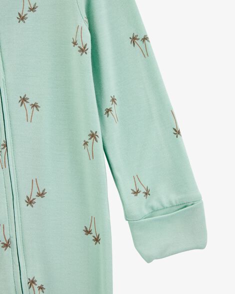  Product image 2 of Baby Palm Tree Print 2-Way Zip PurelySoft Convertible Foot Sleep & Play Pajamas - Mint